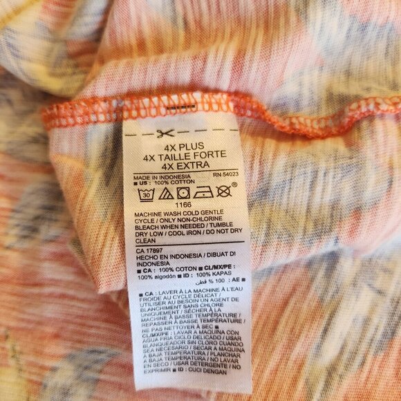 Old Navy Women's Size 4X Tropical Print Short Sleeve  Round Neck Tie Front Top - Picture 14 of 14